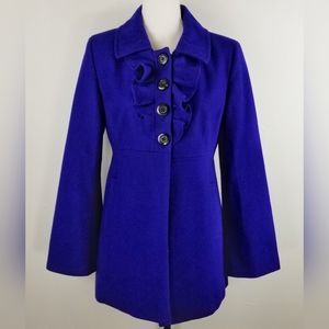 Old Navy Wool Blend Lined Pea Coat Royal Blue Purple Medium